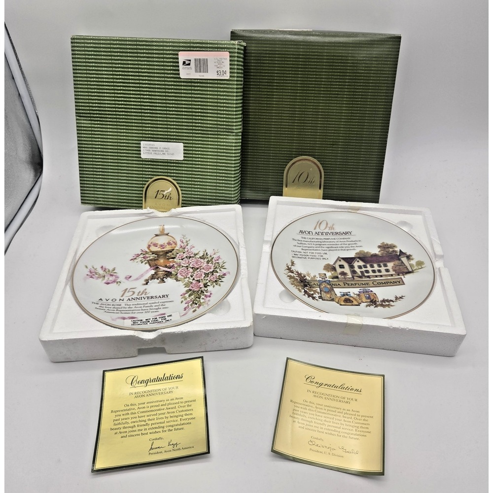 Avon 10th & 15th anniversary Collector plates Lot Of 2 New W/ Box